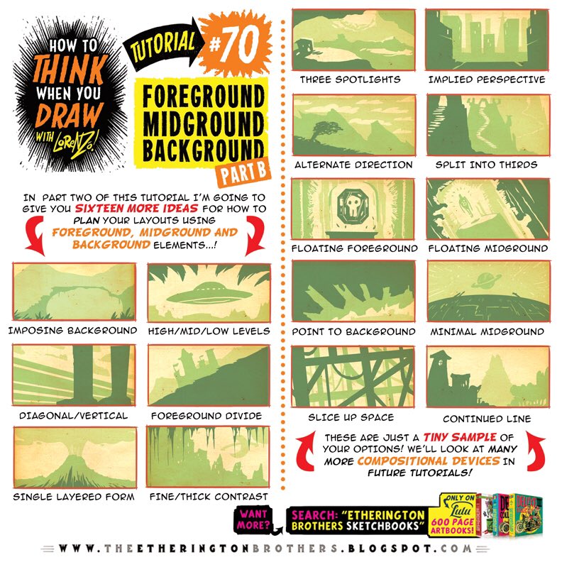EtheringtonBros's tweet photo. FOREGROUND MIDGROUND BACKGROUND part TWO from the How to THINK When You Draw ENCYCLOPEDIA - the world’s ONLY encyclopedia of drawing tutorials, posted up FREE for EVERYONE, FOREVER, with NEW &amp; CLASSIC tutorials coming up EVERY DAY right here :)
#gamedev #manga #conceptart https://t.co/2QQSp4KRdU