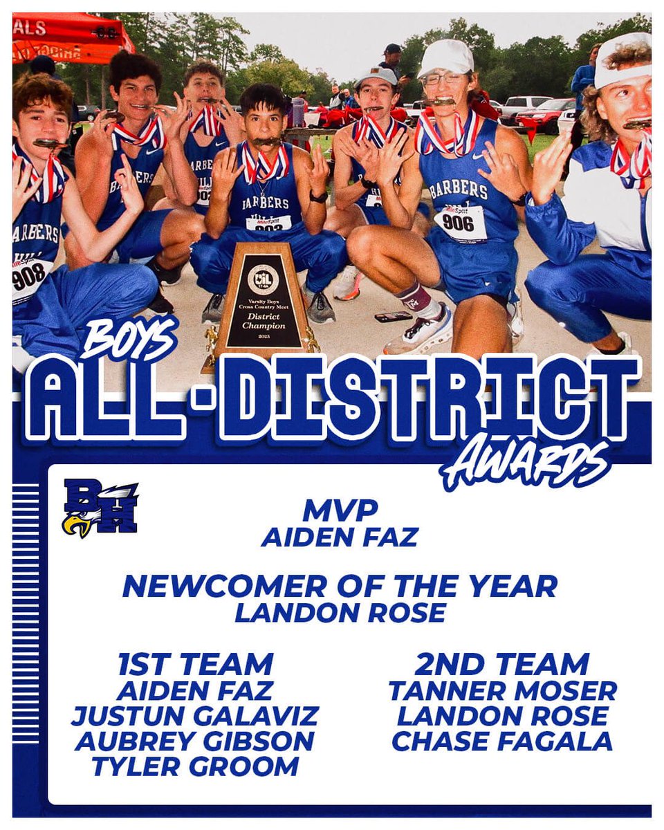17-5A All-District Cross Country, Boys
<a href="/BH_Athletics/">Barbers Hill Athletics</a> <a href="/barbers_hillhs/">Barbers Hill HS</a>