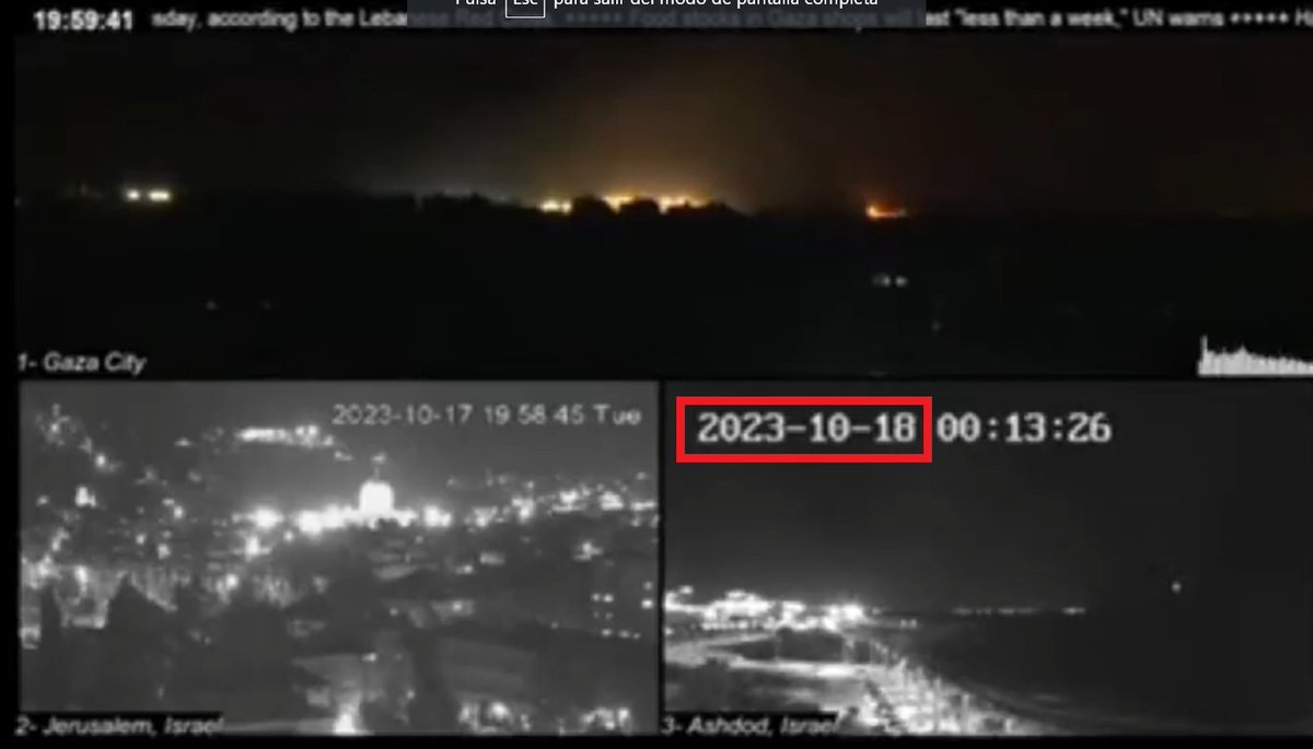 DaniMayakovski's tweet photo. El apartheid sionista en su cuenta oficial pillado mintiendo, pusieron un video de un "supuesto fallo de misiles de Hamás" con fecha del 18 de octubre... cuando el bombardeó ocurrió a las 18:20 del dia 17 de octubre.

Cuando fueron pillados, han actualizado el tuit y han quitado el video.