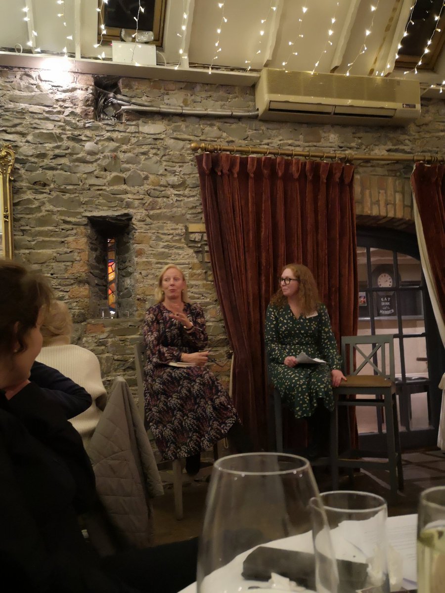 HazelGaynor's tweet photo. Gorgeous evening at the inaugural Book Club Social for #IrishBookWeek with @WoodbineBooks and @SeanchaiB, and such a powerful interview and reading from @MulcahyMir #ThisIsMySea 📖❤️ The perfect way to spend a rainy October night. 👏🏻👏🏻🌧️ https://t.co/YpSF7FvmBM