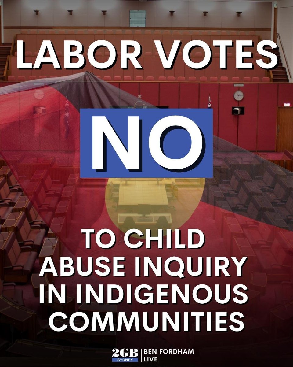 Ben Fordham Live (@benfordhamlive) on Twitter photo A Royal Commission into child abuse in Indigenous communities has been rejected.
The idea was proposed by Senator Jacinta Price.
But Labor and the Greens shut it down.
Get all the details HERE…
🎧omny.fm/shows/ben-ford…🎧 A Royal Commission into child abuse in Indigenous communities has been rejected.
The idea was proposed by Senator Jacinta Price.
But Labor and the Greens shut it down.
Get all the details HERE…
🎧omny.fm/shows/ben-ford…🎧