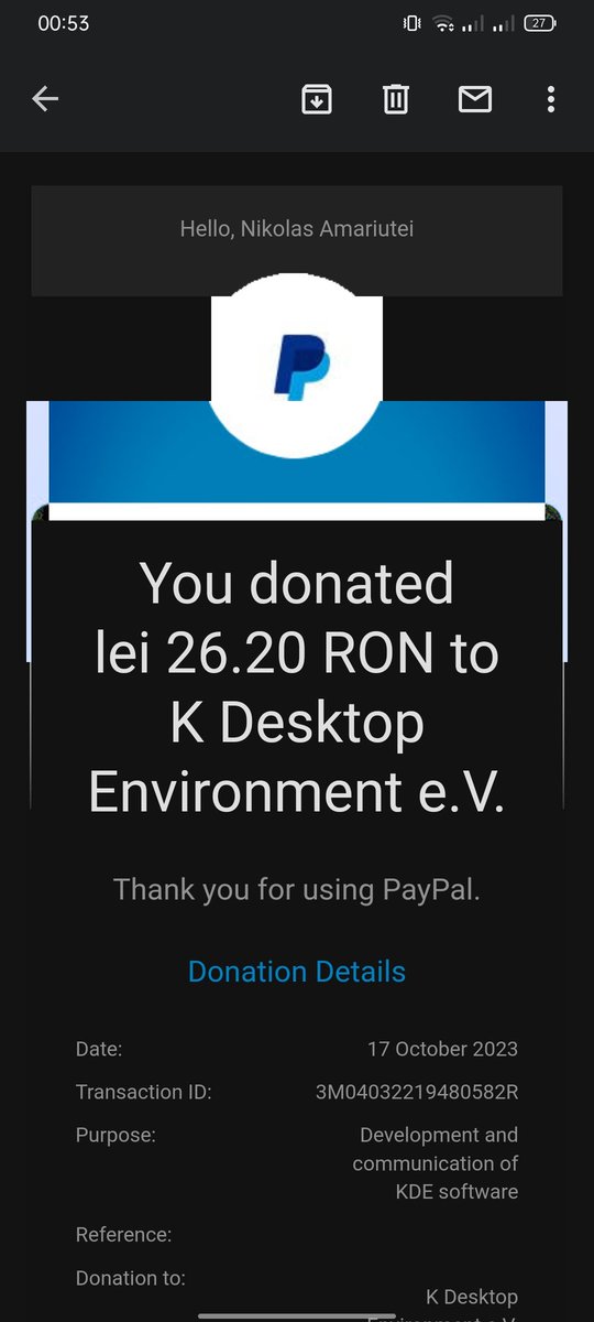 nikolasdev_'s tweet photo. @kdecommunity Just donated now. Happy birthday! https://t.co/dIoIgUfMUS