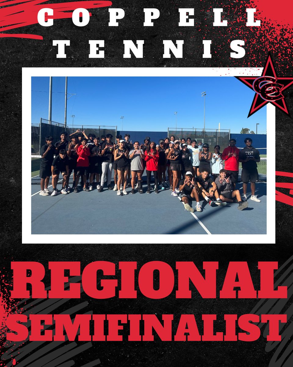 Coppell Tennis moves on to the Regional Semifinal Round of Playoffs after defeating a well coached and talented group of players from Flower Mound! 🎾🤠🎉 #CFND #LetsRide