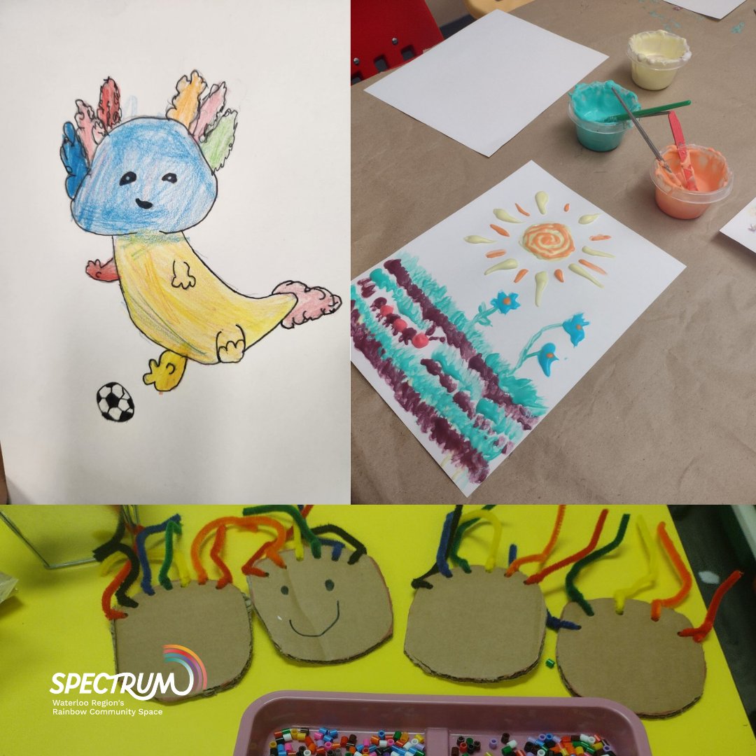 Tomorrow at 10am, Youth Under the Rainbow takes place at <a href="/rwlibrary/">RWLibrary</a> Ayr! Join us for storytime and crafting. This artwork was created by 2SLGBTQIA+ children and allies earlier this week!
