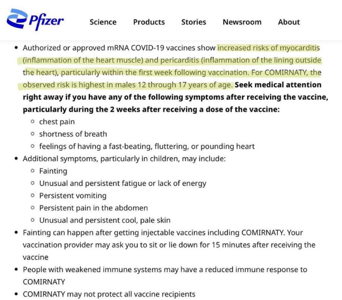🚨| URGENTE: Pfizer emite un comunicado de prensa afirmando que definitivamente que las vacunas de ARNm contra el COVID “muestran mayores riesgos” de miocarditis + pericarditis. 

Los que denunciamos la plandemia desde hace 3 años teníamos razón.