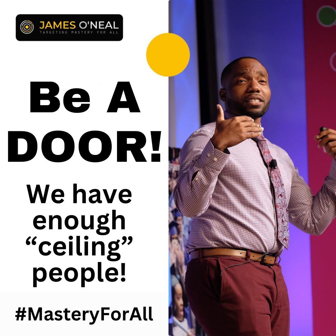 MrJamesONeal's tweet photo. BE A DOOR!
In 8th grade, Mrs. Simmons opened the door for me in Algebra 1. I wasn't labeled 'gifted,' but she saw my potential. We need more doors in life, beyond labels. Be that door for others. Believe in your students' brilliance. #BeADoor #BelieveInStudents #MasteryForAll https://t.co/ZqwuzigTfc