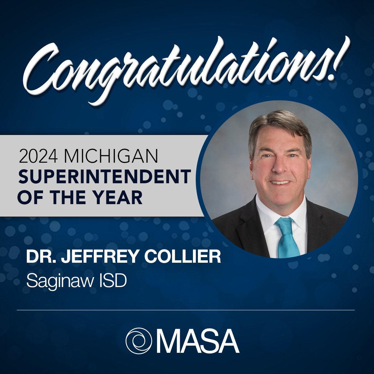 Congratulations to Dr. Jeffrey Collier, Superintendent of @SaginawISD and Michigan’s 2024 Superintendent of the Year! Read more: ow.ly/zROw50PXVBv #miched #MASAleads