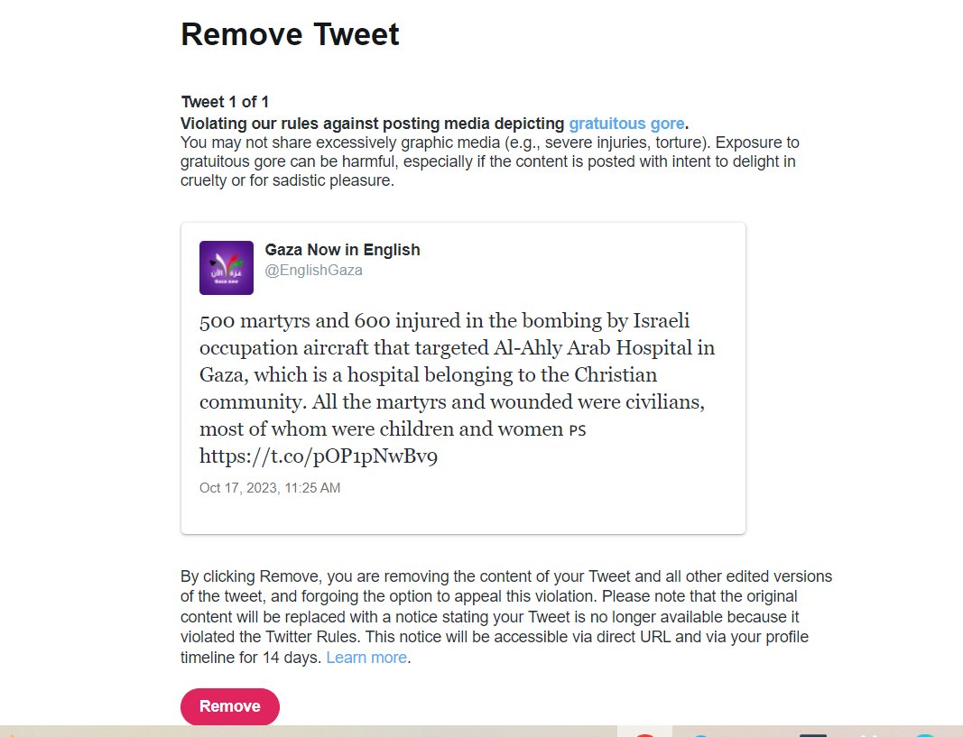 The Israeli occupation files a complaint over tweets that contain facts and reveal its truth and crimes to the world.
Twitter responds to these false allegations, considering them a violation, as it claims.
This is the reality of the Nazi Israeli occupation.
<a href="/elonmusk/">Elon Musk</a> <a href="/X/">X</a> <a href="/Support/">Support</a>