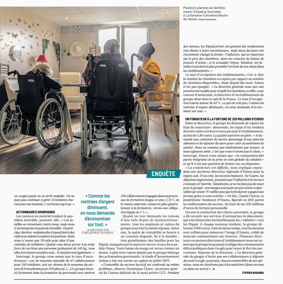 CPAE_ThinkTank's tweet photo. Nveau scandale révélé ds @humanite_fr sur les pratiques du groupe Emera
Il y a 1 mois, à Grasse, une résidente s'était suicidée
https://t.co/7npr2zlaR4
Après les contrôles et rapports édifiants des ARS, qu'attend-on pr venir au secours des résidents ?
@auroreberge @aur_rousseau https://t.co/1ZqU1VOokS