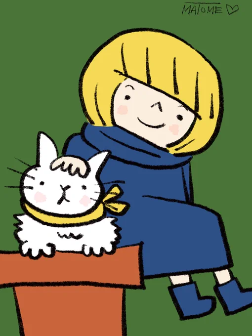 抱きしめたい。                           I want to hug you.  #絵 #イラスト #猫 #ネコ #Cat