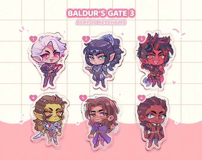 they are up!! new charms to my sh0p! new #BaldursGate3 charms & #Splatoon3 charms! [below ! ]