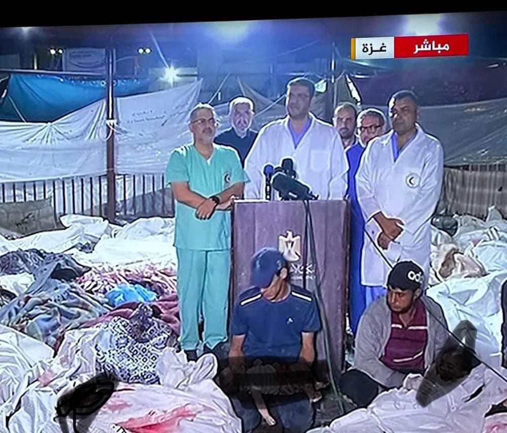 For what happened in #Al_Amdani_Hospital: loss more than 1000 victims from patients and medical teams, so as doctors all over the world we should participate to stop this genocide.
#Stop_bombing_in_Gaza
#Israel_bombs_hospitals
#Israel_killing_Medics