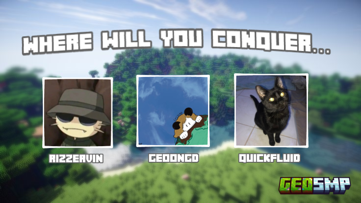 GeoSMP's tweet image. Please welcome @GeoOnGD, @rizzervin, and @quickfluid to the one and only #GeoSMP!! 🌎😱