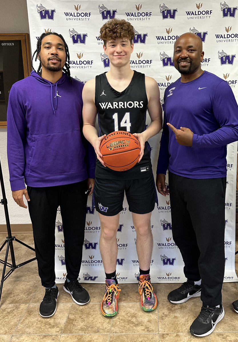 GavinPendergast's tweet photo. After a great visit with @jenks33 and @Dee_martin05 I’m honored to receive an offer to Waldorf University and @Waldorf_MBB! Thank you coaches. 
@SSPBoysBBall @grassrootshoops @CoachQ_MN @DarrenDEdwards2 @CoachJoshNCSA @BiggNationElite https://t.co/XJQvtG9XgW