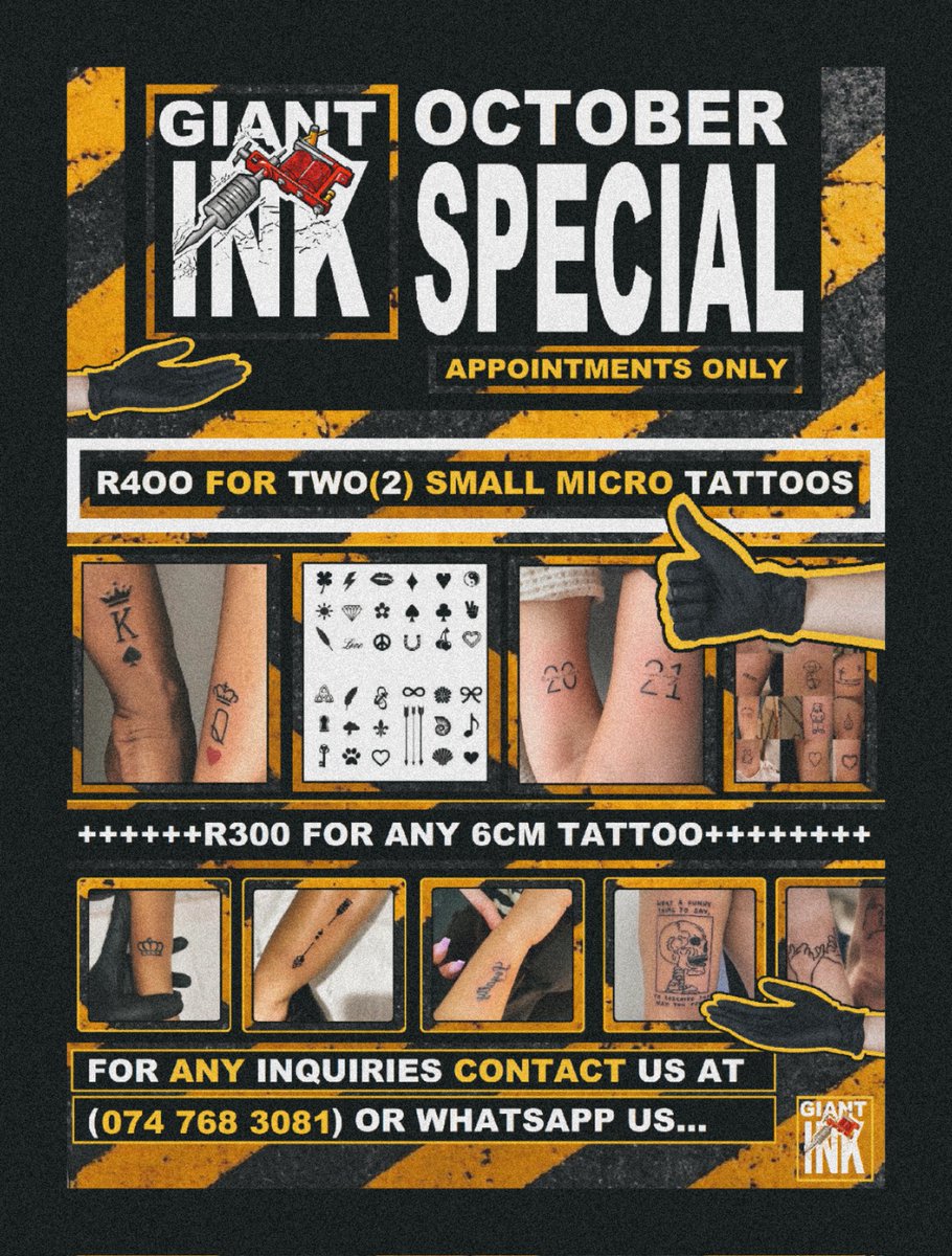 StirGiant's tweet photo. Giant Ink has an October Special currently running!!
Contact us on 0747683081 and get inked 😎
#GiantInk #StirGiant #PopularLoner #PopularLonerMerch #02VO #0250 #SpeakerOfTheHouseVote
#GazaAttack #PodcastAndChill https://t.co/qYBqH96XgK