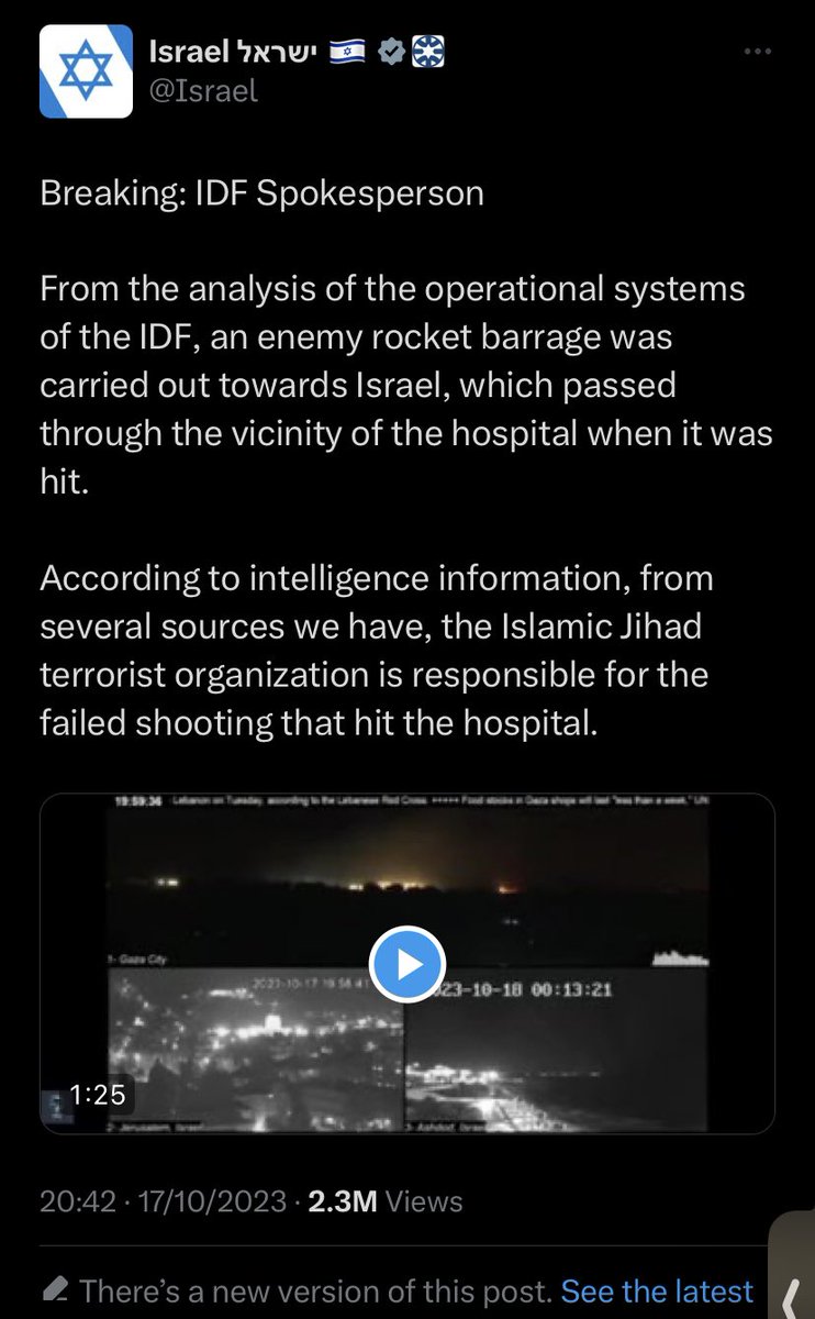 assimdisseojoao's tweet photo. O "estado" terrorista e ilegítimo de Israel postou e deletou em sequência um suposto vídeo que "provaria" que o ataque viria da própria Palestina

Detalhe: o vídeo postado tinha um timestamp de 40 minutos após a explosão

É isso mesmo, eles adulteraram um vídeo pra negar o crime de guerra

Você sionista não se esqueça de lavar as mãos antes de comer

SANGUE HUMANO NÃO É KOSHER