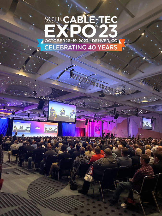 scte's tweet photo. It's here! SCTE President & CEO Mark Dzuban opened #CableTecExpo 2023 in the Mile High Ballroom, followed by presentations with @CableLabs, @Charter, & @Rogers. @CEEK, @Charter, @Liberty Global. Industry legend John Malone provided future insights: https://t.co/6nt8Erkq7W https://t.co/WTy1IgUfZM