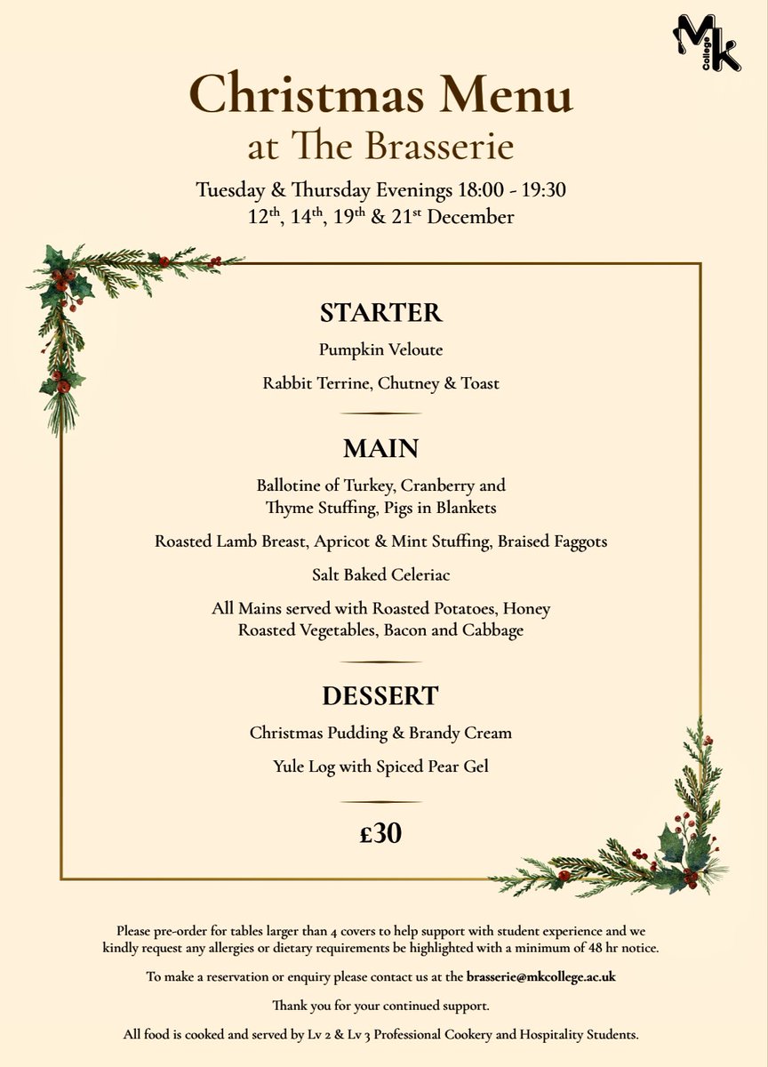 Open for Christmas Celebrations!! Book now to avoid disappointment