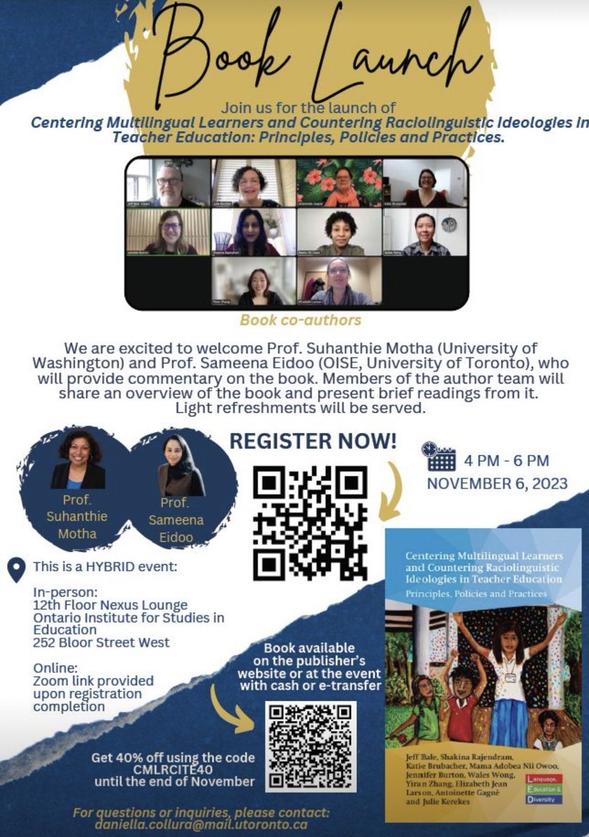 Alumni Drs. <a href="/JeffBaleTO/">Jeff Bale</a>, <a href="/ShakinaRaj/">Shakina Rajendram</a>, Mama Adobea Nii Owoo, Wales Wong with profs. Antoinette Gagne, Julie Kerekes &amp; team have published a new book! Join them for the book launch on Nov. 6 by registering here: lnkd.in/gDzam2CM.