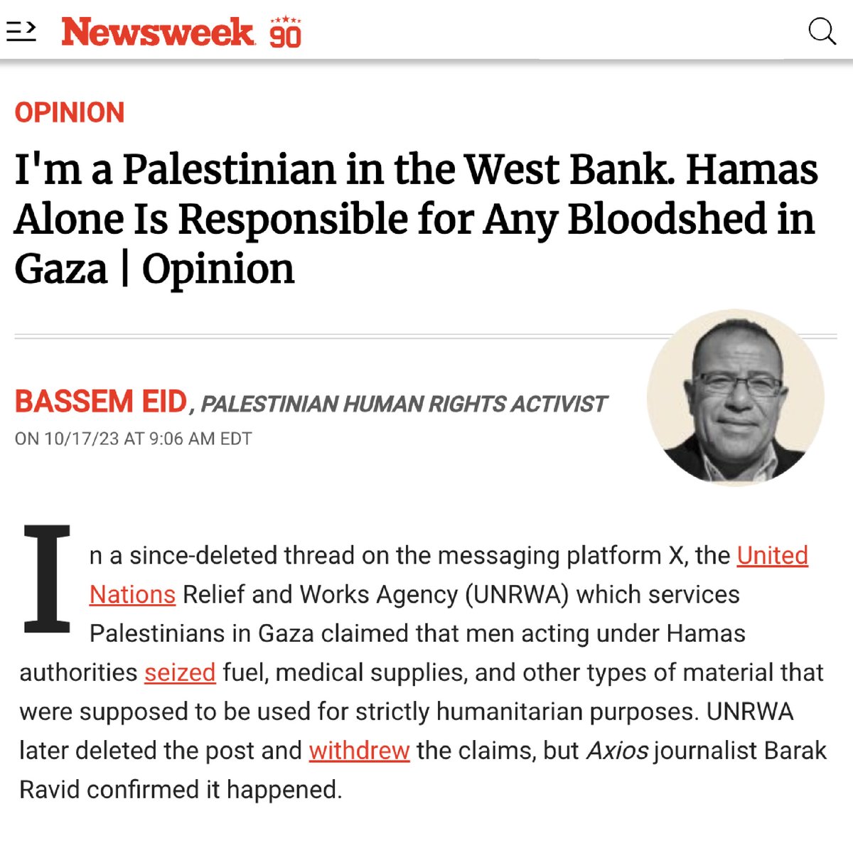 I'm a Palestinian in the West Bank. Hamas Alone Is Responsible for Any Bloodshed in Gaza. Read my latest in @Newsweek: newsweek.com/im-palestinian…