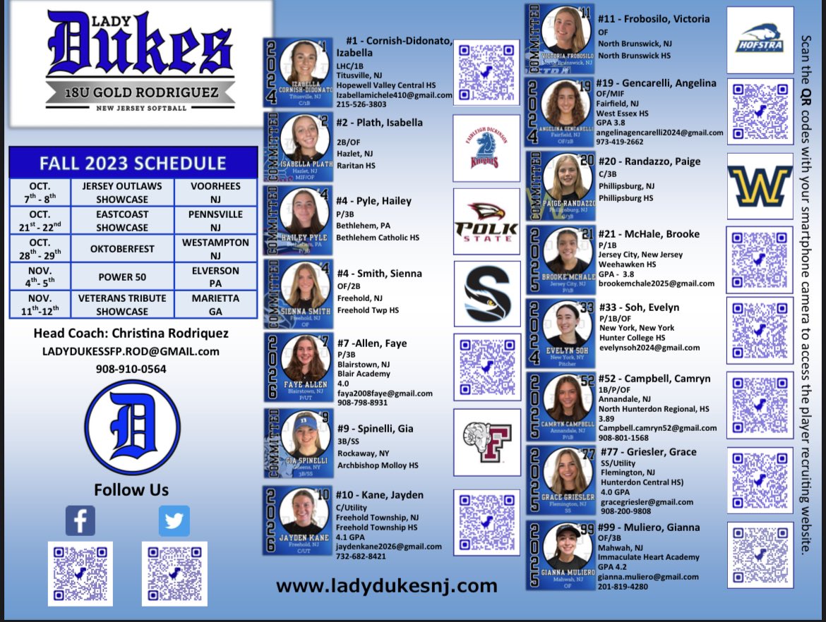 NJ Unity 18U Iorio (@nj_ladydukes18u) on Twitter photo We are loaded with talent and excited to showcase this group at the East Coast Fall Showcase!! <a href="/QrRecruiter/">QR RECRUITER</a> @dfwsho @extrainningsb @Los_Stuff <a href="/LegacyLegendsS1/">Legacy & Legends Softball</a> <a href="/IHartFastpitch/">I❤️Fastpitch</a> <a href="/ImpactRetweets/">Impact Promotions</a> <a href="/TopPreps/">College Coach / College Scout / College Recruiter</a> @Allnjsoftball <a href="/CoastRecruits/">Coast 2 Coast Recruits</a> <a href="/sportsthread/">sportsthread</a> @growthegamefps @fastpitchnet We are loaded with talent and excited to showcase this group at the East Coast Fall Showcase!! <a href="/QrRecruiter/">QR RECRUITER</a> @dfwsho @extrainningsb @Los_Stuff <a href="/LegacyLegendsS1/">Legacy & Legends Softball</a> <a href="/IHartFastpitch/">I❤️Fastpitch</a> <a href="/ImpactRetweets/">Impact Promotions</a> <a href="/TopPreps/">College Coach / College Scout / College Recruiter</a> @Allnjsoftball <a href="/CoastRecruits/">Coast 2 Coast Recruits</a> <a href="/sportsthread/">sportsthread</a> @growthegamefps @fastpitchnet