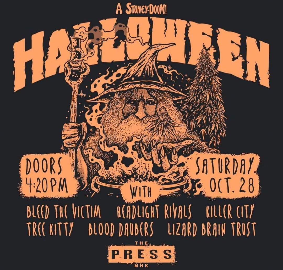 #Halloween is around the corner, and you know what that means - time to #party at The Press! Join us Oct 28th for a night of #rocknroll as we hear #music from <a href="/bleedthevictim/">Bleed The Victim</a>, @treekittyband, <a href="/headlightrivals/">Headlight Rivals</a>, <a href="/stoney_doom/">Stoney-Doom</a>, <a href="/killercitymusic/">drewblackmusic@yahoo.com</a>, @lizardbraintrust, and @blooddaubers.