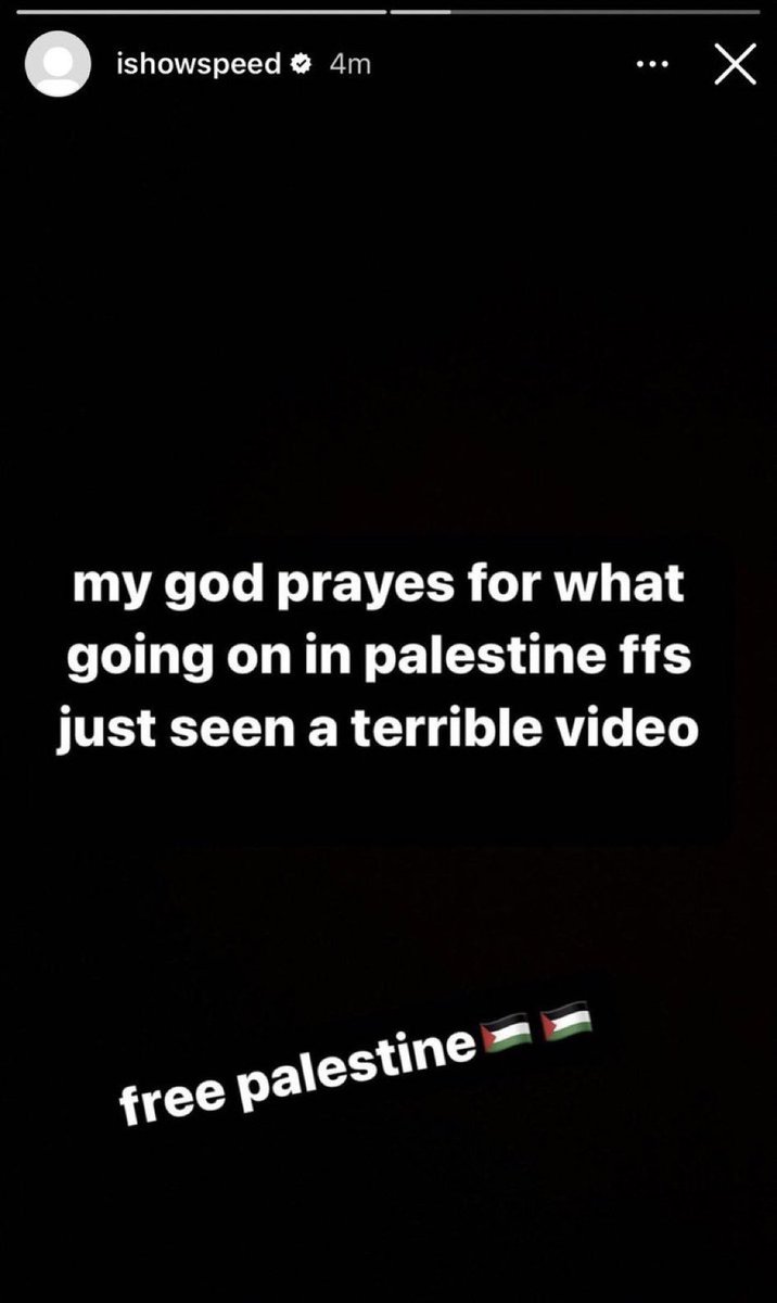 SpeedUpdates1's tweet photo. IShowSpeed shows his support for Palestine 🇵🇸❤️ https://t.co/vUggXleW2X
