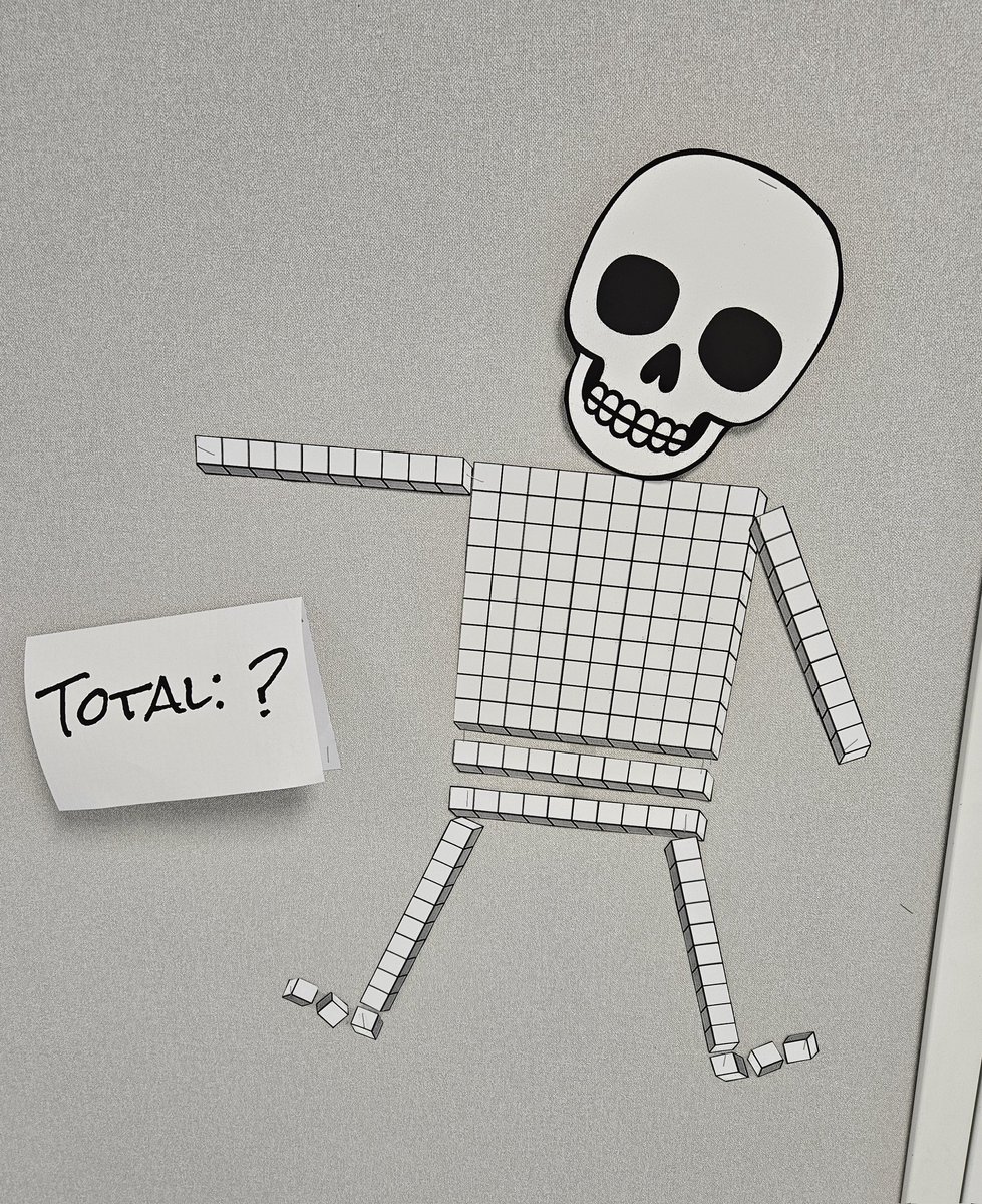 LadybugCJB's tweet image. Base 10 Block Skeletons that I put up in the hallways today. Students can figure out the total and then open it up to see the answer. I also made a mini-version so the students could make their own. @GenoaElementary #genoaowls @PISDESMath #pisdmathchat #mathematizing