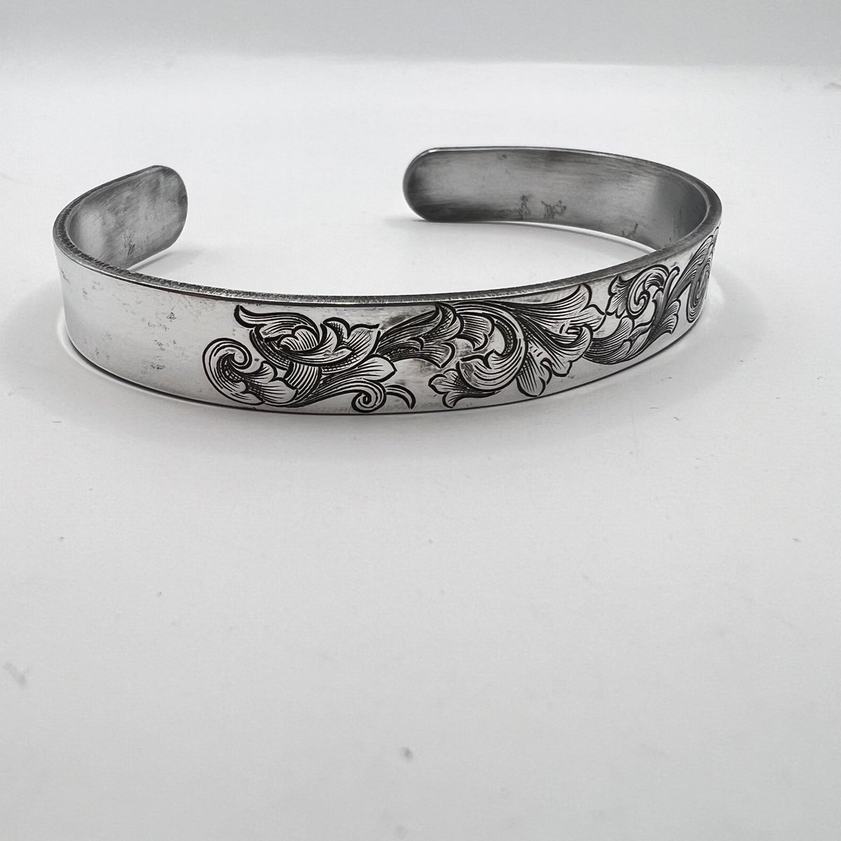 Made some aluminum cuffs for those who are hard on jewelry and don’t wanna spend a lot for it! 
$50 for a blank cuff
$85 for a half engraved (like this)
$150 for a full customized one!