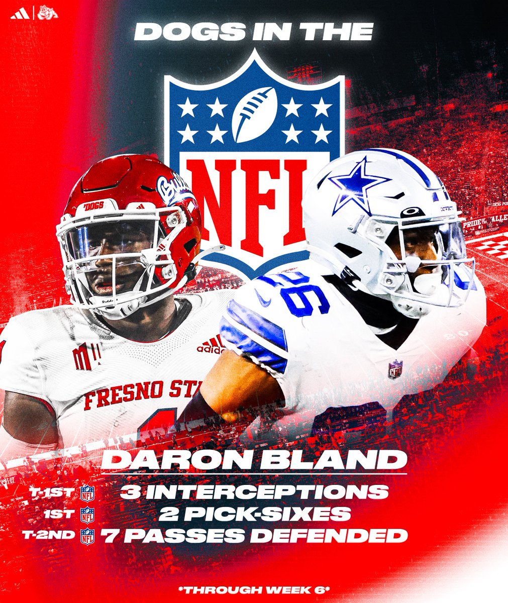 DogWiredDudes's tweet photo. From the Valley to the NFL, Daron Bland has been locking down the league through week 6🙌

#GoDogs | #ForTheV https://t.co/kSod4iL6M8