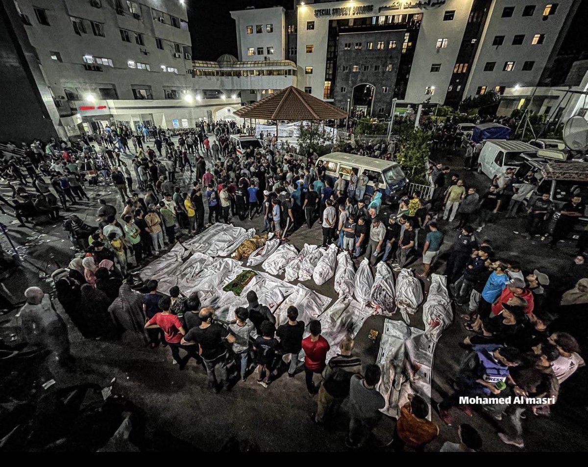 #مستشفي_المعمداني 

اللهم كن لإخواننا في فلسطين معينًا و نصيرًا و مؤيدًا و ظهيرا و ارحم شهيدهم و اشف جريحهم و ارحمهم برحمتك التي وسعت كل شيء 

حسبنا الله و نعم الوكيل