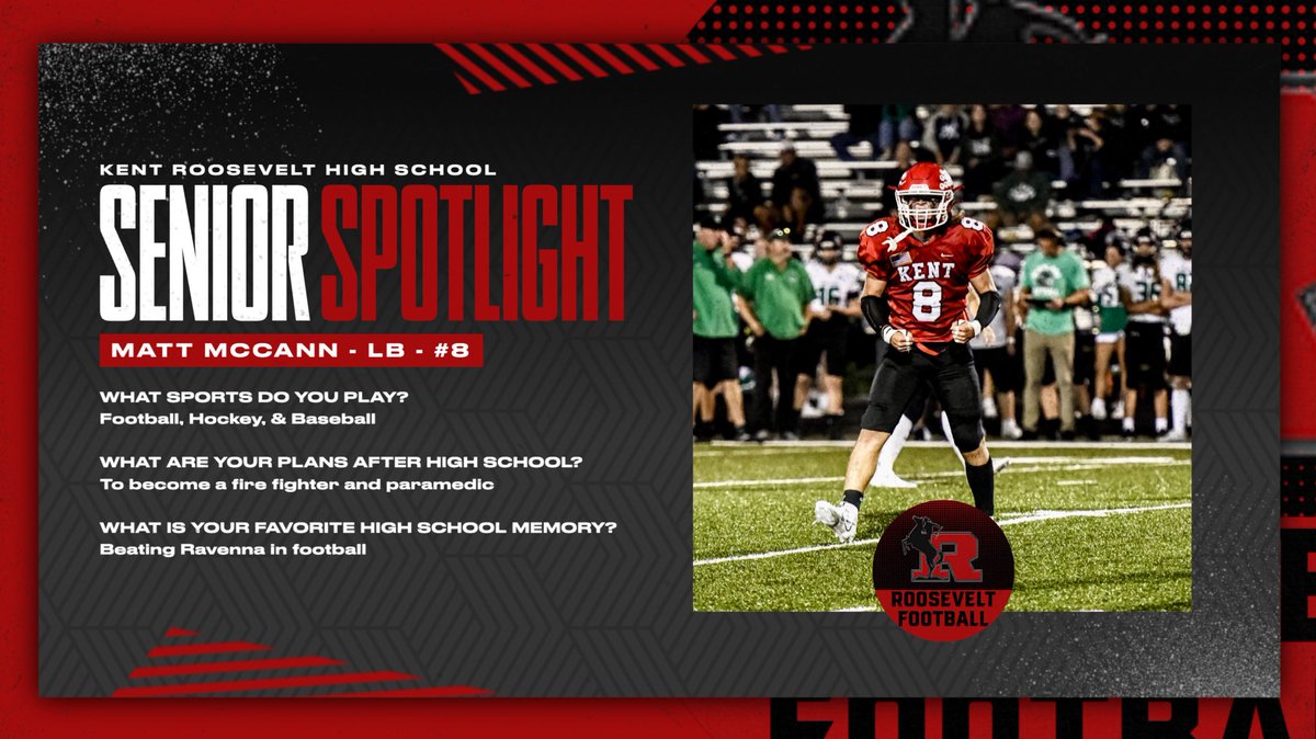 Tonight’s senior being recognized is 3 sport athlete #8 Matt McCann. He’s shown true dedication to being a Rough Rider across multiple sports and has great goals after graduation! <a href="/Matthew_McCann8/">Matthew McCann</a>