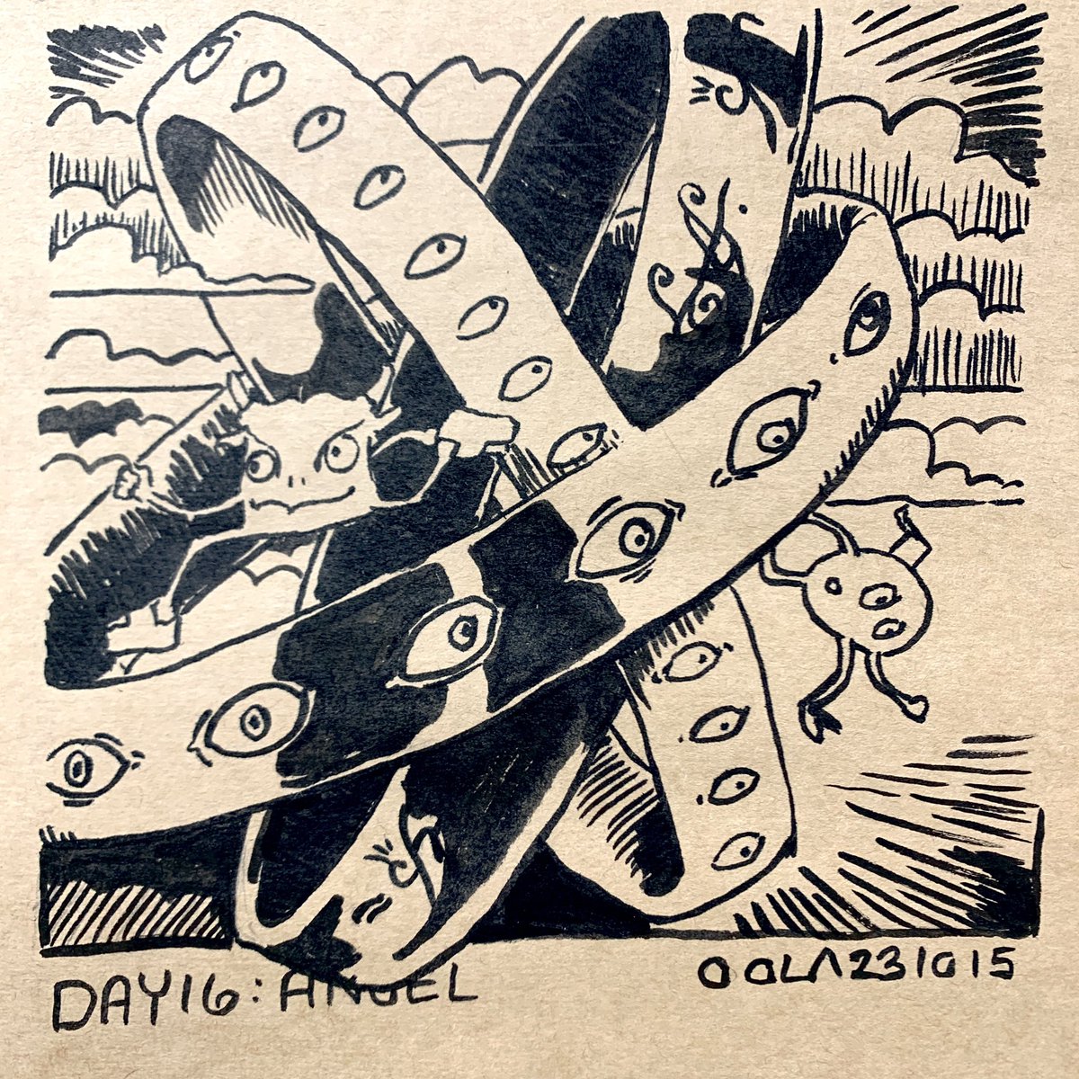 Haven’t been on former twitter for a while. Here is one of my drawings from Inktober this year. 

#inktober #inktober2023 #angel