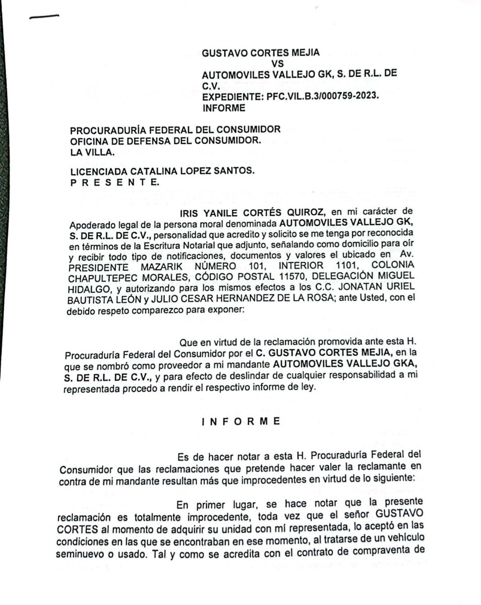 cuartodemillamx's tweet photo. SEMIPUERCOS GARANTIZADOS.

Entre más conozco la forma de operar de las agencias más quiero a mi perro.

Chequen tremenda mmda de respuesta ante profeco por parte #Toyota #Santa #Clara #Ecatepec.

Xtrail CVT vendida usada (ya sabemos que esas cajas son kgada)

Como según su diagnóstico con puro scanner, la falla es electrónica y eso hace que falle cuerpo de válvulas, eso es eléctrico y NO entra en garantía 🤦‍♂️🤦‍♂️, de verdad que son una mala broma, pues eso es parte de la transmisión. Y bueno, de @Profeco ni hablamos... es bien facil hacerlos pndjos.

"Hola Buen día

Admin

Te comparto una mala experiencia en Agencia Toyota #SantaClara Ecatepec, yo lo denomino fraude o estafa. Al momento ya he pagado el adicional para salir de esa pesadilla, sin embargo quisiera que nadie vaya a a volver a vivir esa mala experiencia que implica mucho desgaste económico y mental.

Aquí los hechos:

Compre una #xtrail 2018 a fines del mes de mayo 2023, describen que esta certificada y garantizada, recorri 1000 kms y la caja #CVT comenzó a bloquearse. Acudi con la agencia el 26 de Julio y confirmaron que si necesitaba reparación. Me indicaron que no entraba en garantía, y debia pagar 80 mil pmx. La agencia no cumple con la garantía que ofrecen aunque la dan por escrito. 

Fui a PROFECO, encontré que no era el primer cliente afectado y que ya tienen un proceso, donde el cliente será quien pague de varias formas, la reparación, el vehículo o el atrevimiento de levantar la queja en profeco que por cierto estuvo del lado de la agencia. El vehículo con el que me estafaron es Xtrail 2018 VIN JN8BT27T2JW08****. 

Tengan cuidado con ellos, han sido 3 meses de desgaste y al final tengo que poner 110 mil pesos más a lo inicialmente presupuestado.

De lo narrado tengo toda la información como correos, hoja de ingreso a la agencia por revisión, numero de queja en Profeco y al final, al no ver que #PROFECO al menos definiría que se respetará la garantía, he tenido que endeudarme de más para pagarles y avanzar, ya que ni repararon el vehículo, ni me respetaron el precio que pague a cuenta de otro vehículo.

Quedo con gusto a tus ordenes

Gustavo cortes Mejia

Te agradezco el tiempo

saludos"