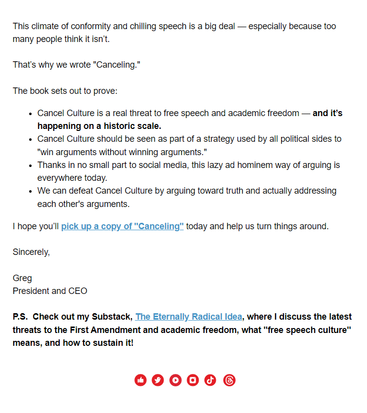 SteveStuWill's tweet photo. "When McCarthyism ended in the late 1950s, only 9% of social scientists said they had toned down anything they had written because they were worried that it might cause too much controversy. Today, 25% of surveyed professors are very or extremely likely to self-censor in academic publications [and] 36% are very or extremely likely to censor in publications, talks, interviews, or lectures directed to a general audience...

"16% of professors report having been disciplined or threatened with discipline for their speech. And one in three say they've been discouraged by their administrators from pursuing 'controversial' research." https://t.co/oZbR7lWD9u