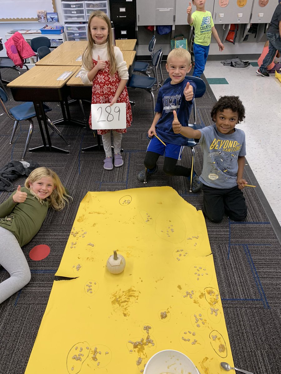 Pumpkin Explorations 🎃 <a href="/KMElem/">KM Elementary School</a> #pumpkinestimation #countingbytens #howmanyseeds