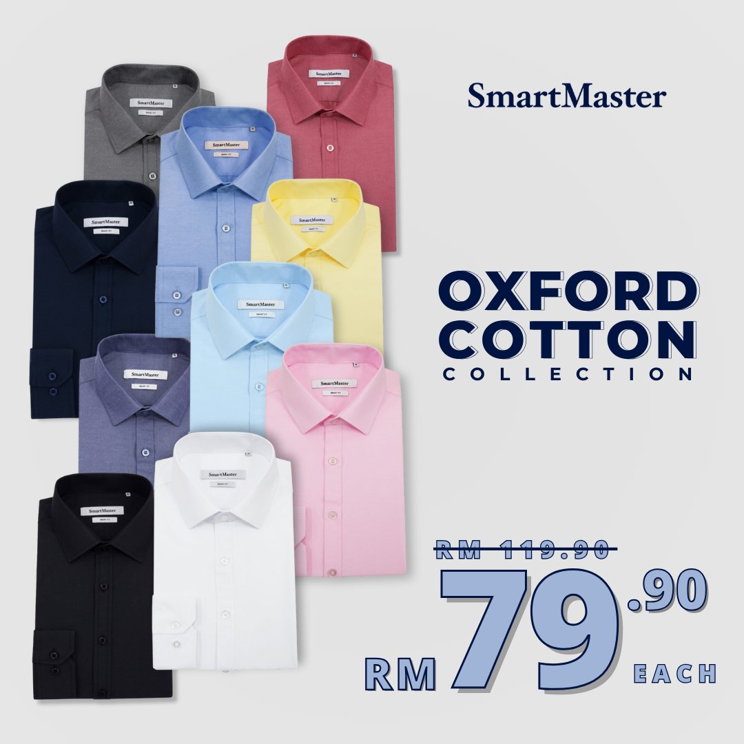 SmartMasterMY's tweet photo. SmartMaster Oxford Cotton Slim Fit Shirt
.
📷CUTTING
Slim Fit 📷
.
📷SLEEVE
Long Sleeve 📷
.
📷MATERIAL
Cotton Oxford 📷
.
📷PRICE:
RM79.90 📷
.
Visit our website https://t.co/pTyezE6Noo
.
Or click on our https://t.co/TbXUdRz1Ab https://t.co/Z9CJ4l7Jxw