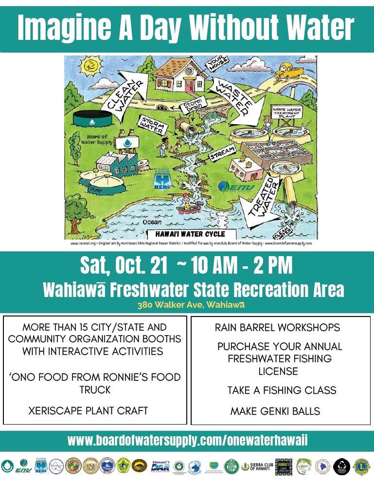 See you this Saturday at the #ImagineADayWithoutWater event at Wahiawā Freshwater State Recreation Area! 💧 boardofwatersupply.com/onewaterhawaii