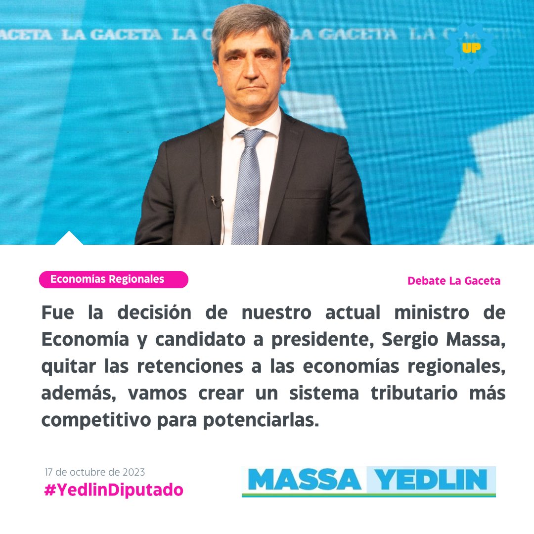 Economías Regionales >>

🔹Debate de candidatos en La Gaceta 

#TucumánDebate <a href="/LaGacetaTucuman/">La Gaceta de Tucumán</a> 

<a href="/JuanManzurOK/">Juan Manzur</a> <a href="/OsvaldoJaldo/">Osvaldo Jaldo</a> <a href="/SergioMassa/">Sergio Massa</a> <a href="/unionxlapatria/">Unión por la Patria 🇦🇷</a>
