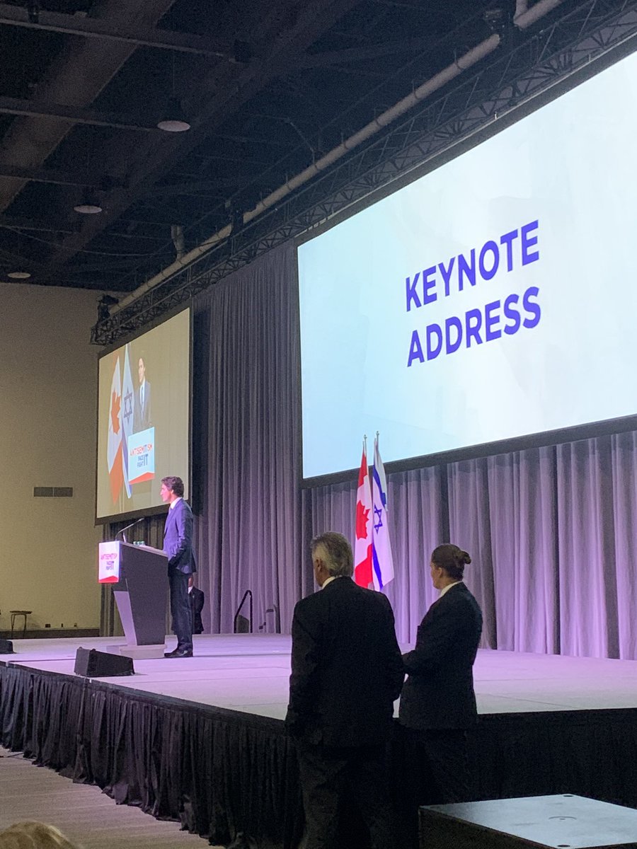 “NOTHING can justify Hamas’ acts of terror or their crimes…They do not speak for Muslim or Arab communities…The only thing they stand for is more suffering for Israeli &amp; Palestinian civilians.”

PM <a href="/JustinTrudeau/">Justin Trudeau</a> providing a powerful keynote address at #Antisemitism: Face It,