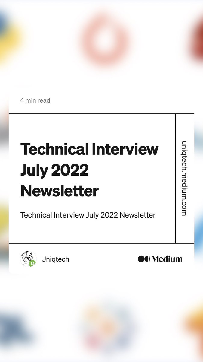 siliconlikes's tweet image. “Technical Interview July 2022 Newsletter” by Uniqtech
medium.com/data-science-b… #technicalinterview