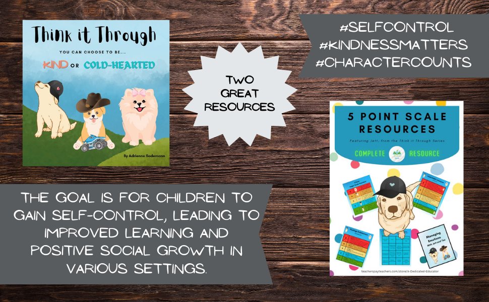 Discover "Think it Through" for emotional growth: Great for World Kindness Day on November 13th! Get it at a.co/d/5zzyZaU. Also, "5 Point Scale" aids emotion control at teacherspayteachers.com/.../5-Point-Sc…. Support children's well-being! 💖 #SEL #Character #Kindness #SelfRegulation