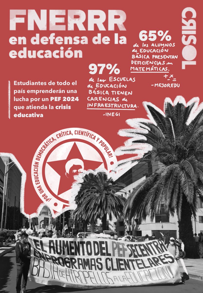 FNERRR en defensa de la educación
 
• Estudiantes de todo el país emprenderán una lucha por un PEF 2024 que atienda la crisis educativa
 
🌐 bitly.ws/XDu7