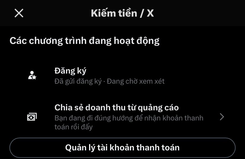 thann199's tweet photo. 🌞🌞🌞 GM ANH EM, CHÚC ANH EM BUỔI SÁNG TỐT LÀNH

Sau hơn 3 ngày chờ đợi thì cuối cùng tích xanh của mình đã về. Công nhận là nhìn uy tín hơn hẳn 😎

🚨Tuy nhiên niềm vui không hề trọn vẹn vì mặc dù mình đã đủ hết các điều kiện để bật kiếm tiền nhưng đơn đăng ký của mình vẫn trong tình trạng "Đang chờ xem xét".

Không biết anh em nào gặp trường hợp này chưa cho mình xin cách giải quyết với. Chờ đợi 4 ngày rồi mà anh Musk vẫn chưa duyệt 🥹

#X  #Retroactive #Web3 #BTC #OKX #Binance #zkSync