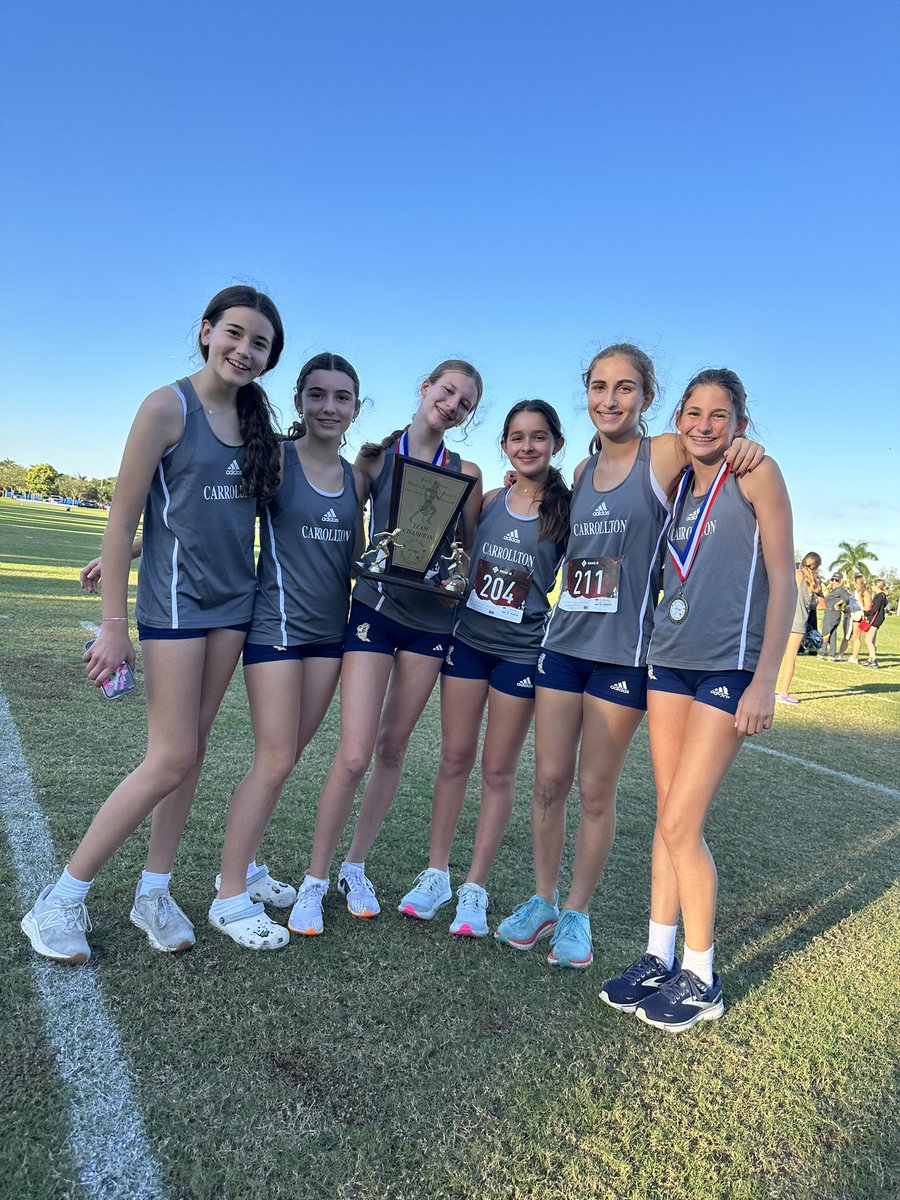 The Grades 6-8 cross country team are SFMSC Champions! #gocyclones #crosscountry #champions #sfmsc #cssh #carrollton #WeAreSacredHeart