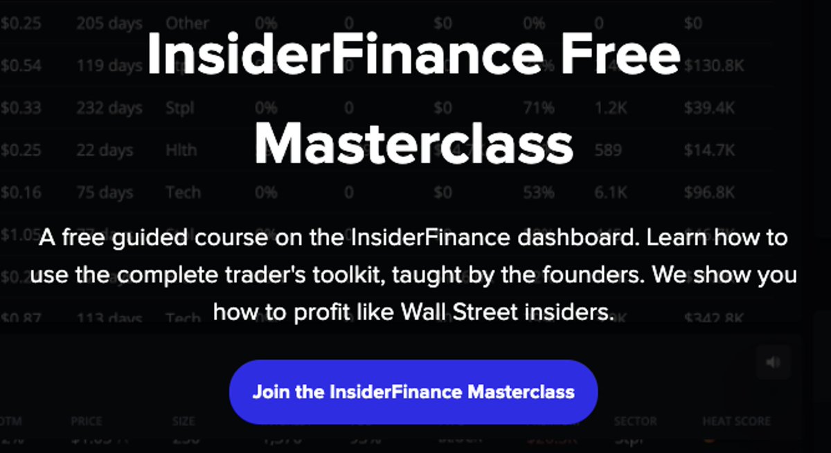 📚 Learn how to increase your win rate in our FREE Trading Masterclass! 🏆 Enroll now: learn.insiderfinance.io/p/mastering-th… Bite-sized lessons help you quickly master trading with options flow + dark pool + technical analysis 📈 #TechnicalAnalysis #OptionsTrading #Trading #OptionFlow
