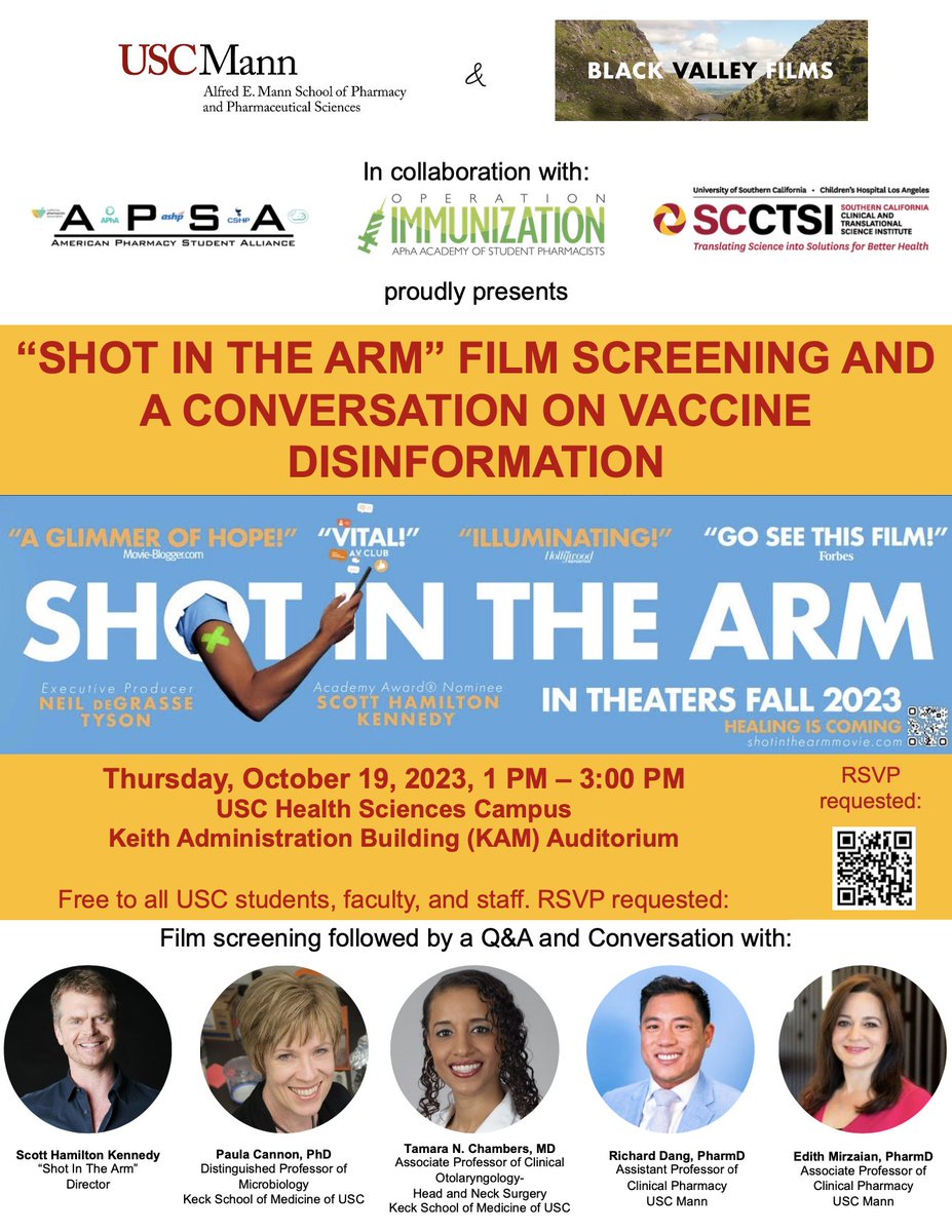 RSVP for our screening at USC on Thursday! #losangeles #shotinthearmmovie #immunization #health #publichealthmatters
