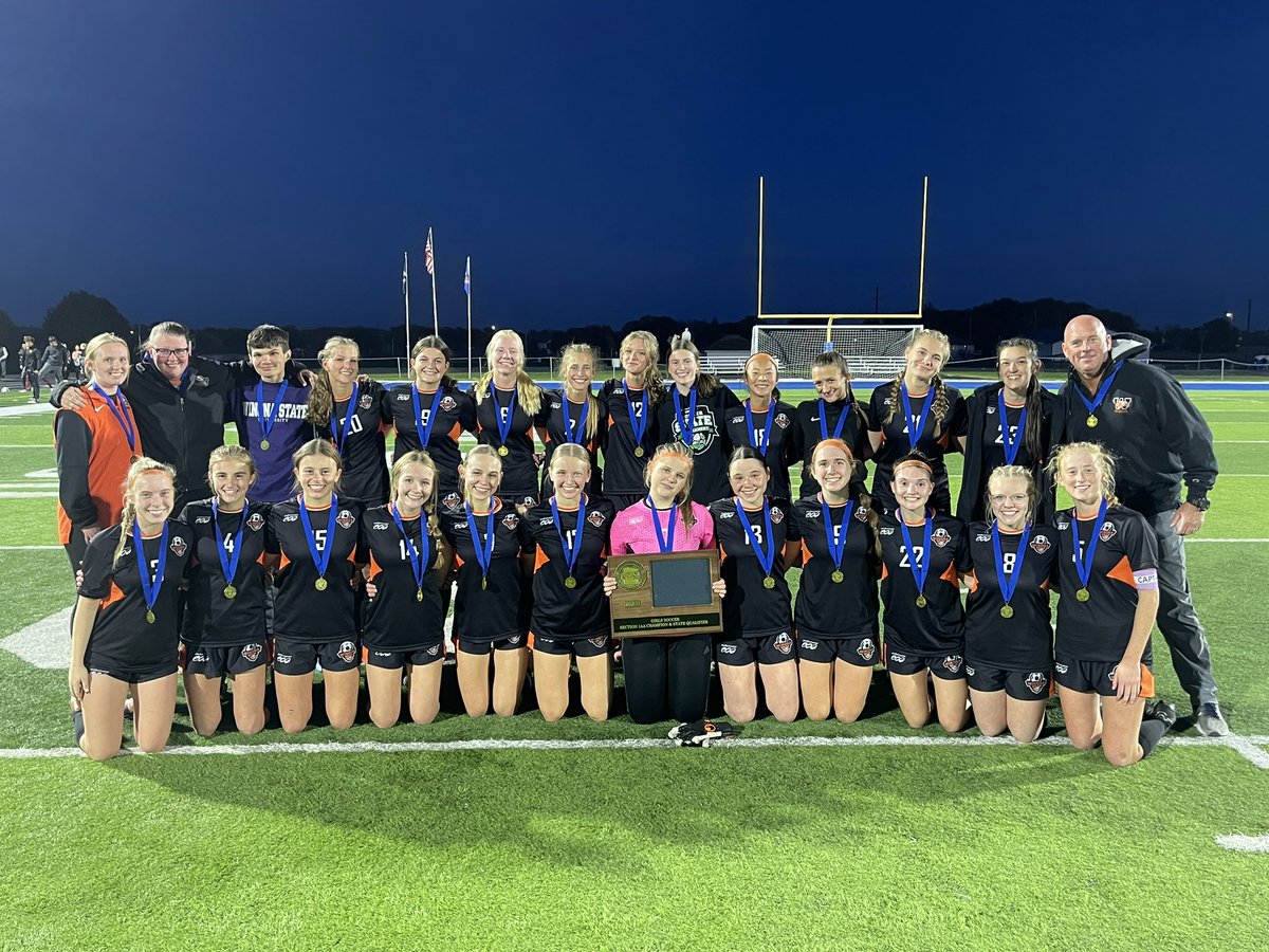 CaseyIndra's tweet photo. Congratulations Winhawks!  The Winhawk Girls Soccer Team defeated Byron 2-1 to win the section and earn a repeat trip to Stare!  Great job ladies!  Go Winhawks! https://t.co/7HASyCWeHd