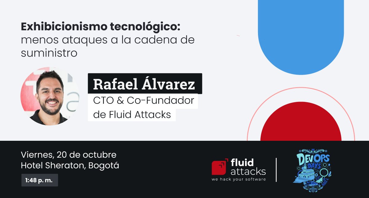 fluidattacks's tweet image. &amp;lt;1% de nuestro código propio, 1% directo, 99% transitivo. ¿Qué sostiene el mundo? Explora la cadena de suministro tecnológica y soluciones innovadoras. Únete a nuestra charla &apos;Exhibicionismo tecnológico&apos; en #DevOpsDaysBogotá2023. Octubre 20. Regístrate: bit.ly/3FnhRei
