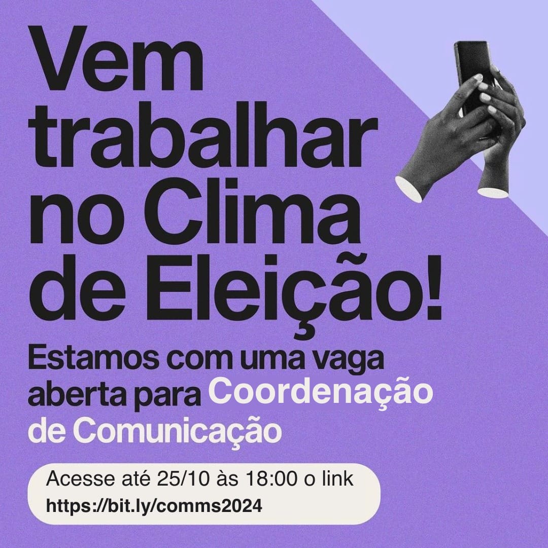 ProIndigenas's tweet image. [Coordenação de comunicação, até 25/10]

@climadeeleicao contrata pessoa coordenadora de comunicação, para início imediato em novembro.

Candidaturas de indígenas estão entre os grupos prioritários.

👉 Informações e candidaturas: bit.ly/comms2024